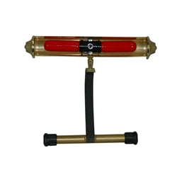 Funeral facial lighting aid in gold tone with soft glow magenta bulbs and 8-foot cord, 14 ¾ inch wide