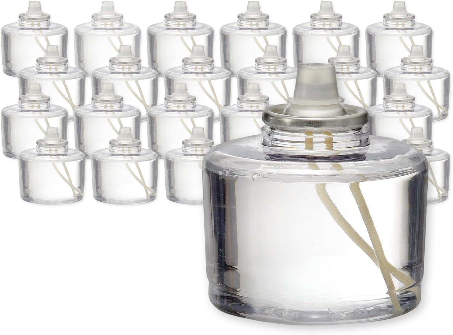 Set of clear glass diffusers with sticks on a white background